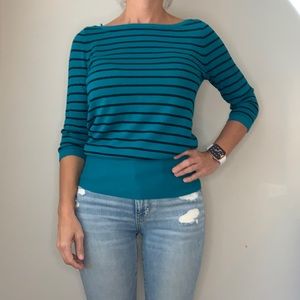 WHBM blue and black striped shirt